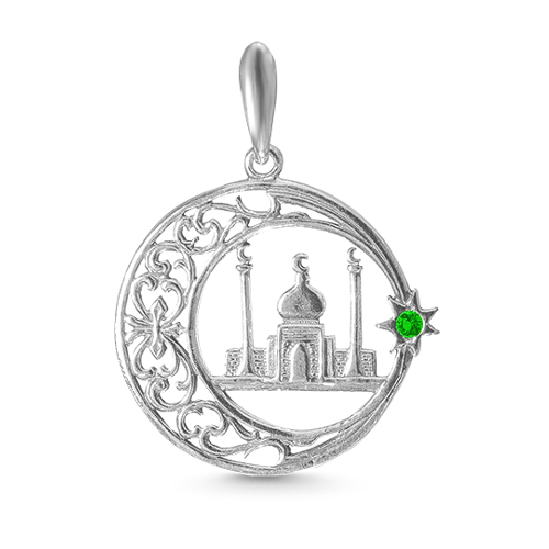 Серебряная мечеть Серебро россии из серебра с родированием  со вставками (фианит) РОМП-06Р
