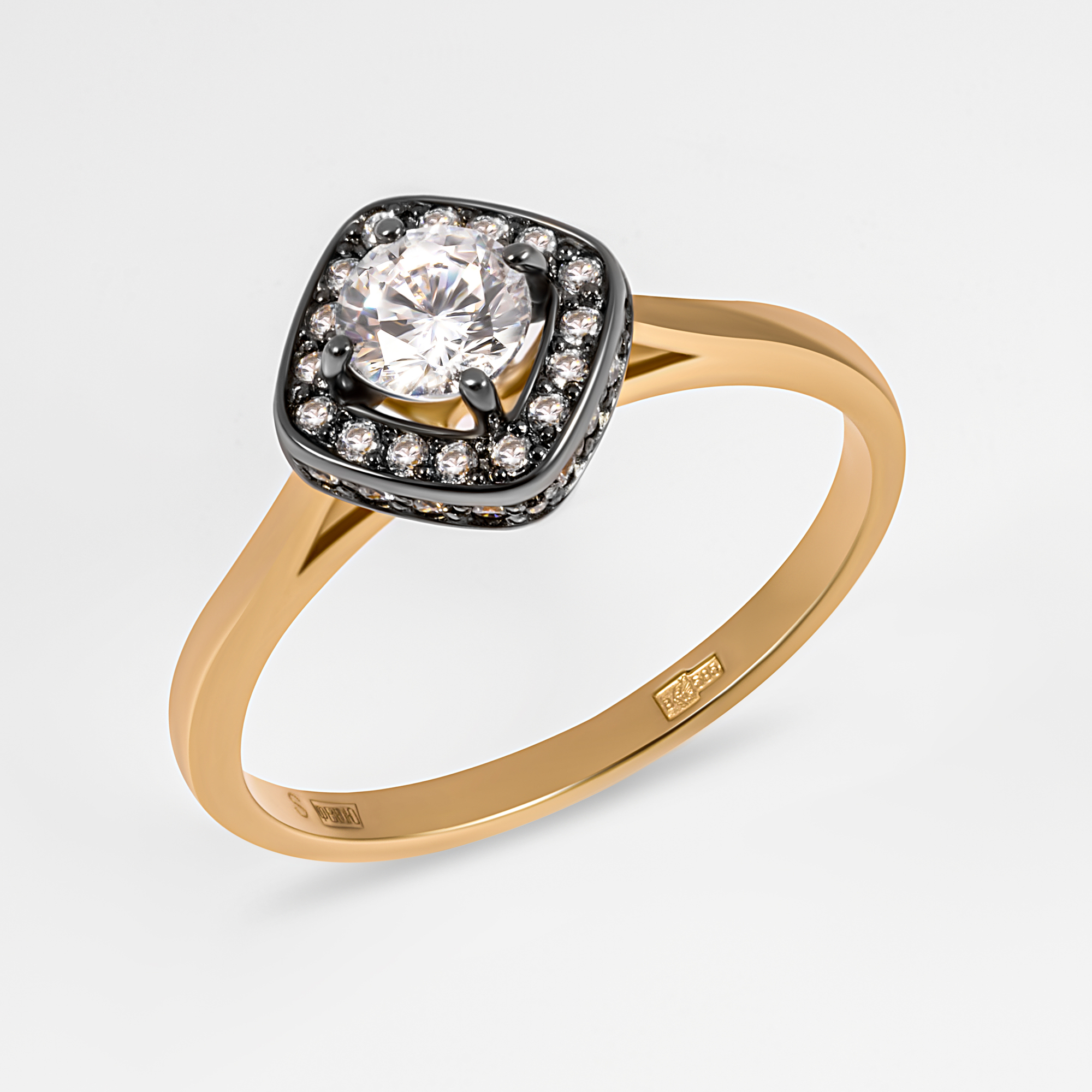 Золотое кольцо Sokolov из красного золота 585 пробы  со вставками (фианит) ДИ018543, размеры от 16 до 18