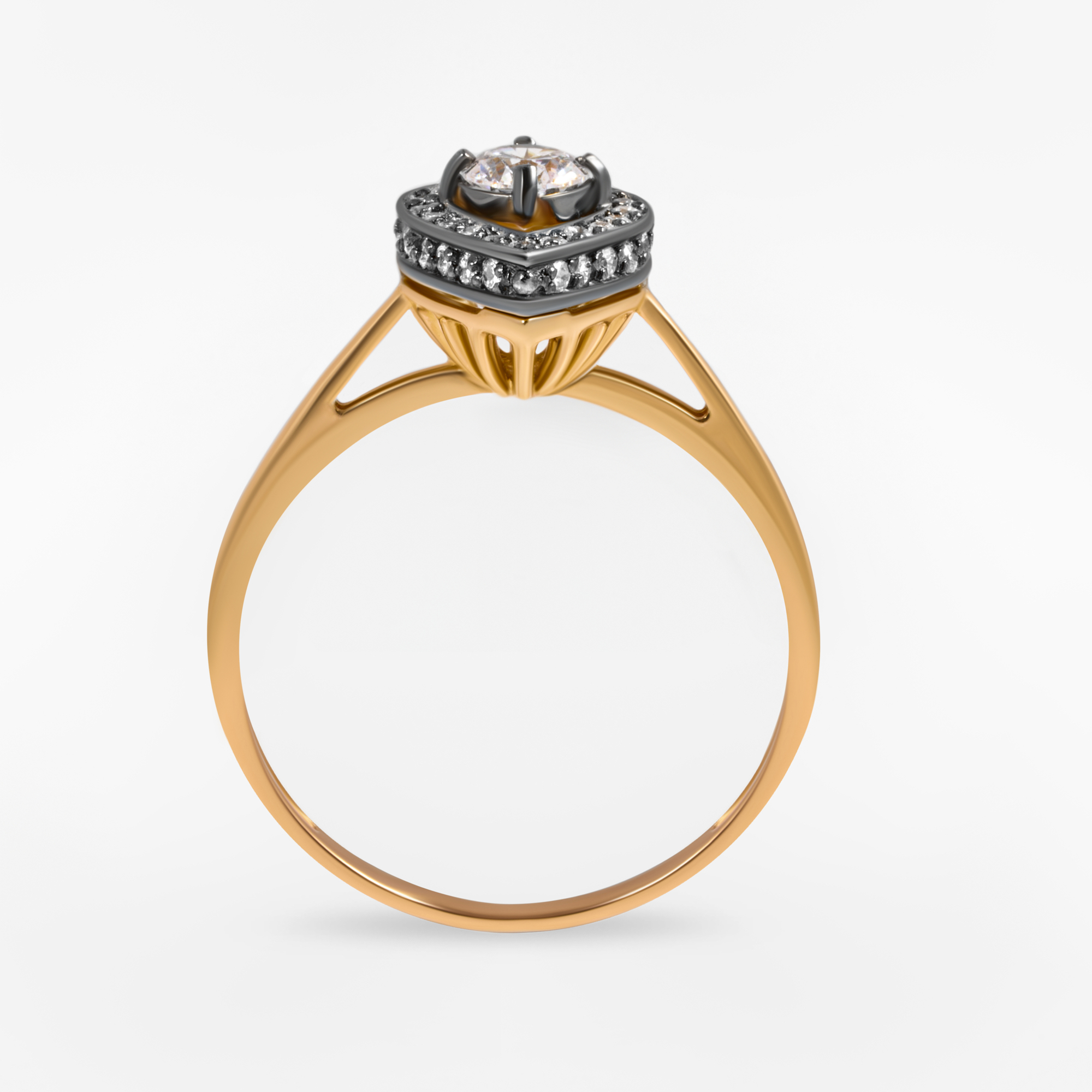 Золотое кольцо Sokolov из красного золота 585 пробы  со вставками (фианит) ДИ018541, размеры от 16 до 18