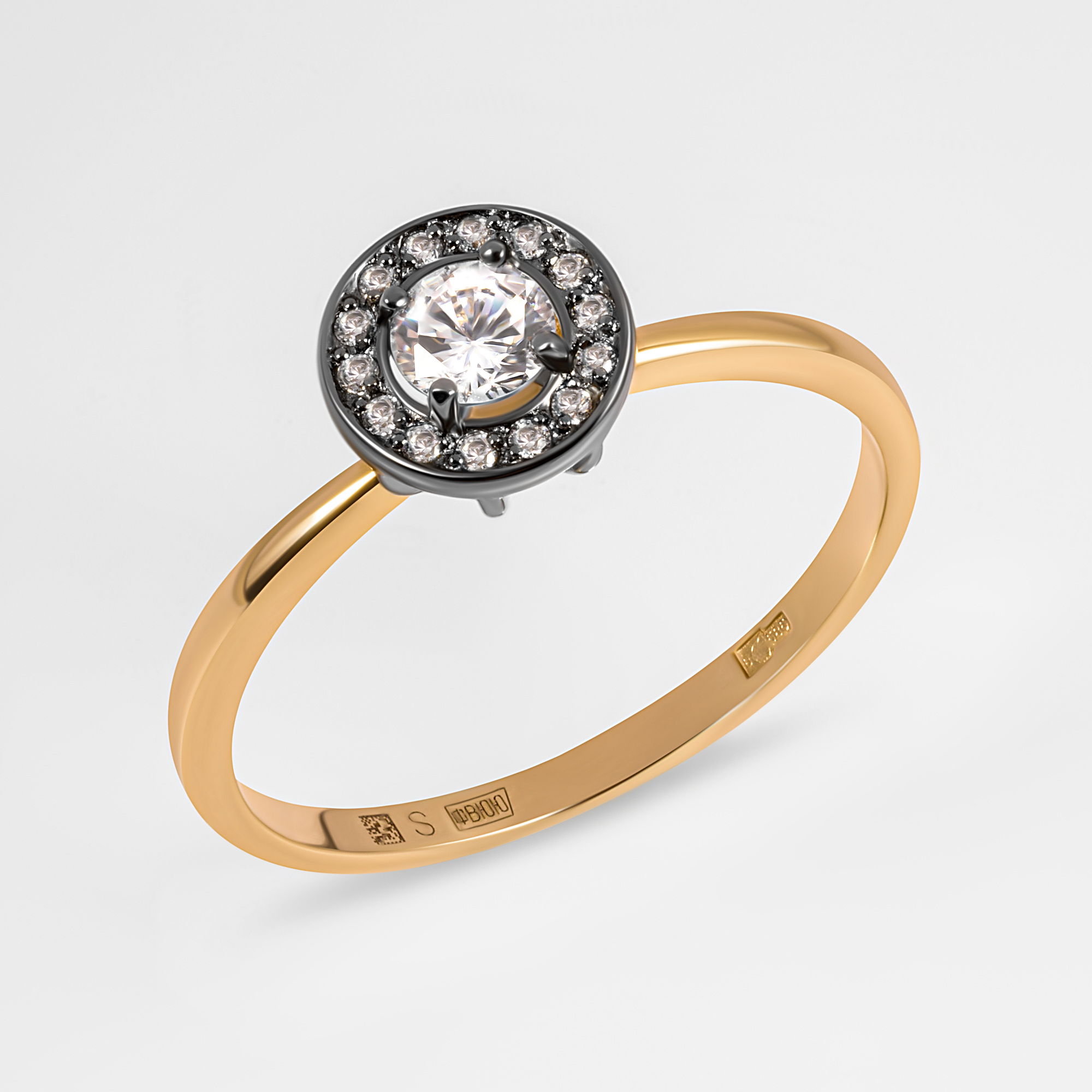 Золотое кольцо Sokolov из красного золота 585 пробы  со вставками (фианит) ДИ018531, размеры от 16 до 18
