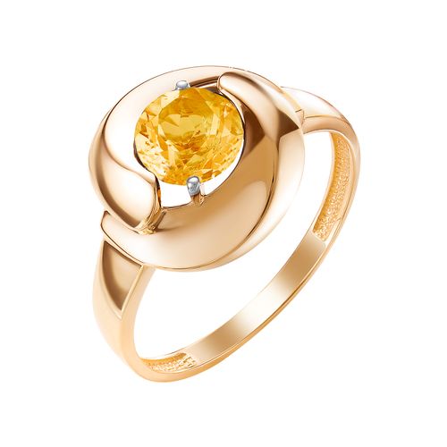 Золотое кольцо Ювелирные традиции из красного золота 585 пробы со вставками из полудрагоценных камней (цитрин) ЮИК122-5058Ц, размеры от 16.5 до 17.5