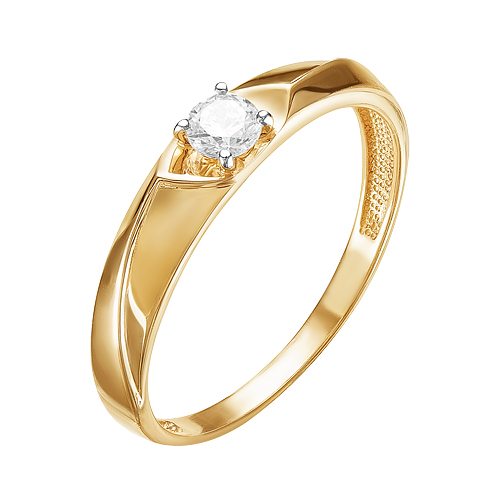 Золотое кольцо Ювелирные традиции из красного золота 585 пробы со вставками из драгоценных камней (бриллиант) ЮИК112-4078, размеры от 15.5 до 18