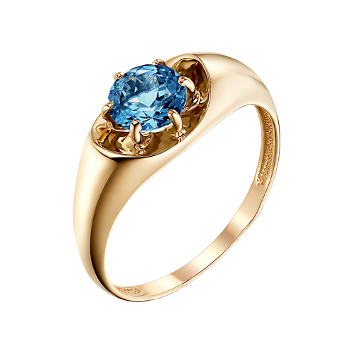 Золотое кольцо Ювелирные традиции из красного золота 585 пробы со вставками из полудрагоценных камней (топаз) ЮИК120-4210тл, размеры от 16.5 до 20