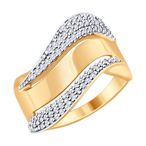 Серебряное кольцо позолоченное с фианитами