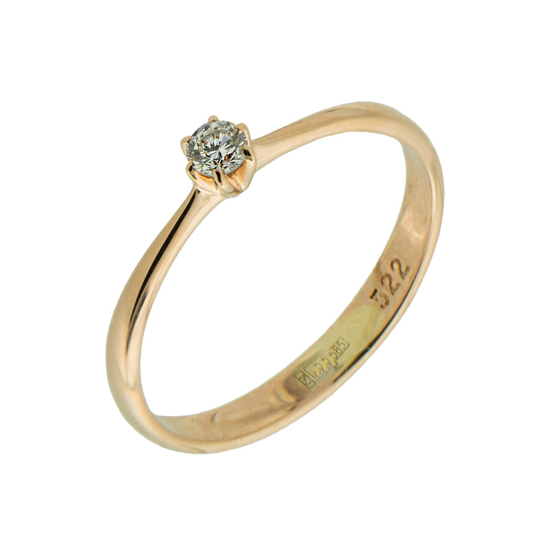 Золотое кольцо Каст из красного золота 585 пробы со вставками из драгоценных камней (бриллиант) КТЗК-89784-И, размеры от 15 до 17.5
