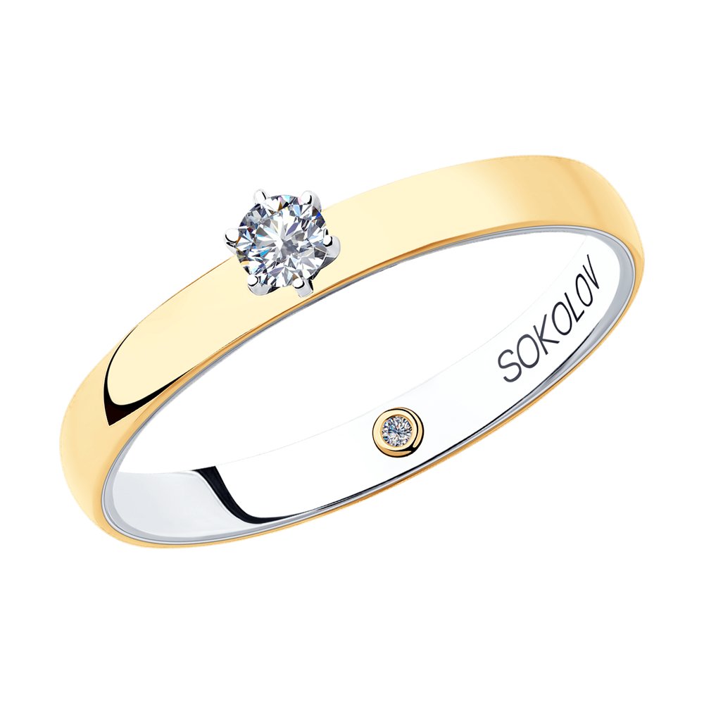 Золотое кольцо Sokolov из красного золота 585 пробы со вставками из драгоценных камней (бриллиант) ДИ1014004-01, размеры от 16 до 17.5