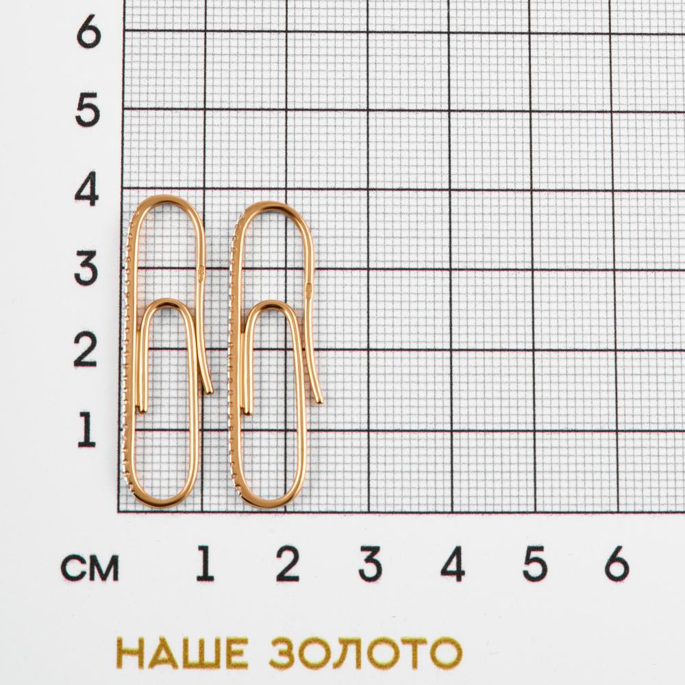 Золотые серьги Санис из красного золота 585 пробы  со вставками (фианит) СН01-215985