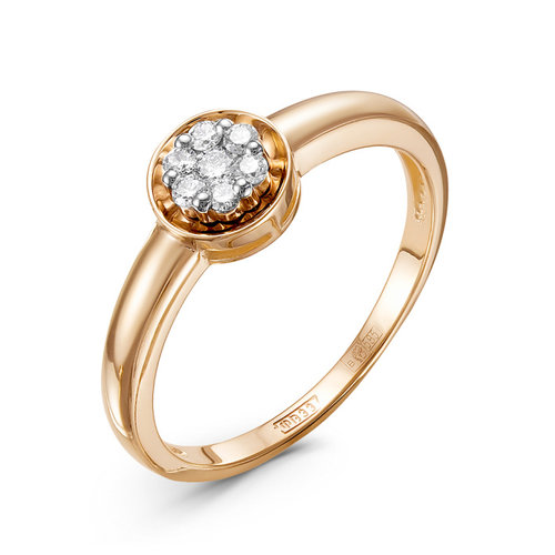 Золотое кольцо Клондайк из красного золота 585 пробы со вставками из драгоценных камней (бриллиант) ЛХ01-01728-01-001-01-01, размеры от 16 до 18.5