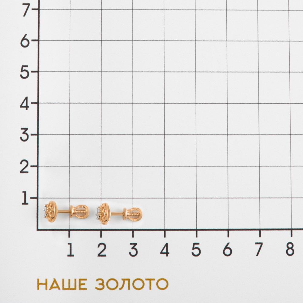 Золотые серьги гвоздики Клондайк из красного золота 585 пробы ЛХ09-01821-02-001-02-01