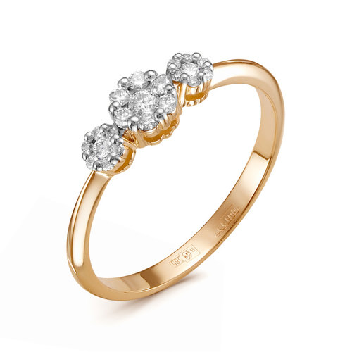 Золотое кольцо Клондайк из красного золота 585 пробы со вставками из драгоценных камней (бриллиант) ЛХ01-01722-01-001-01-01, размеры от 16 до 18.5