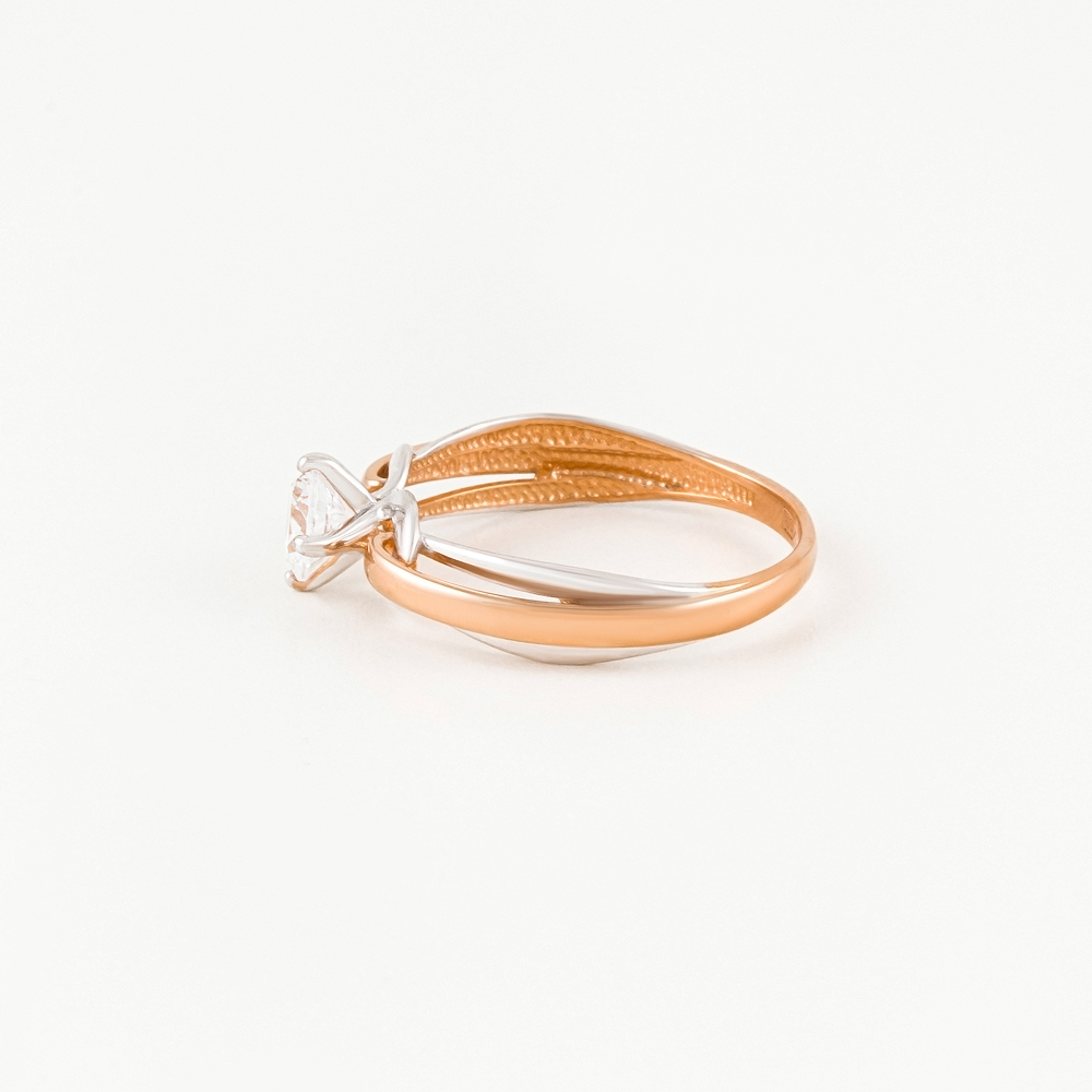 Золотое кольцо Санис из красного золота 585 пробы  со вставками (фианит) СН01-115164, размеры от 15.5 до 18.5