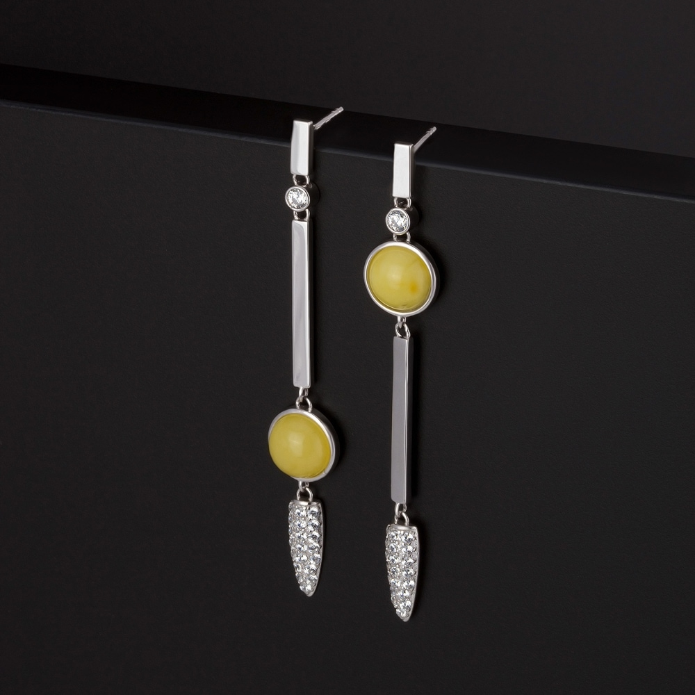 Серебряные серьги гвоздики Коротков со вставками из полудрагоценных камней ( и фианит) 4ТИН-2-3С
