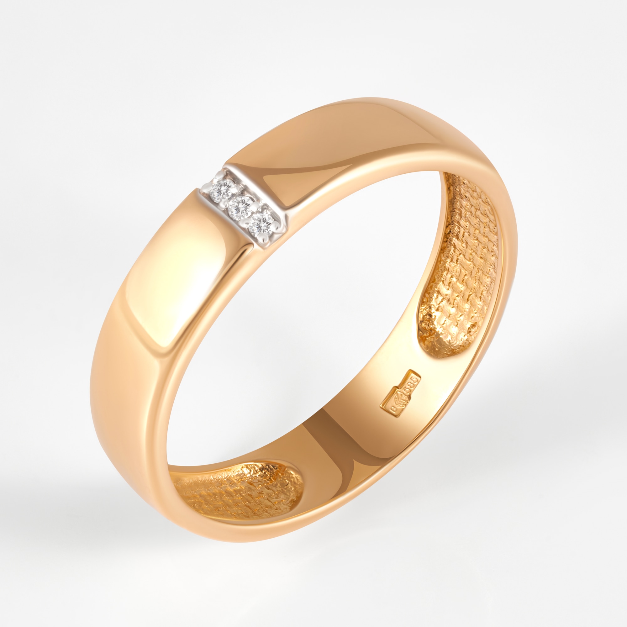 Золотое кольцо обручальное Sokolov из красного золота 585 пробы  со вставками (фианит) ДИ017797, размеры от 16 до 19