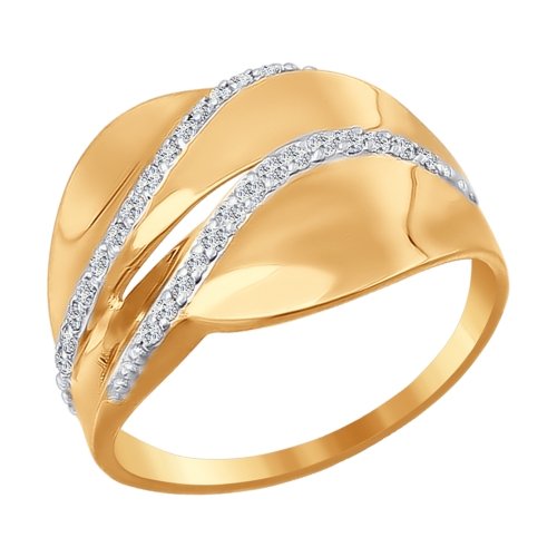 Золотое кольцо Sokolov из красного золота 585 пробы  со вставками (фианит) ДИ016869, размеры от 19.5 до 22