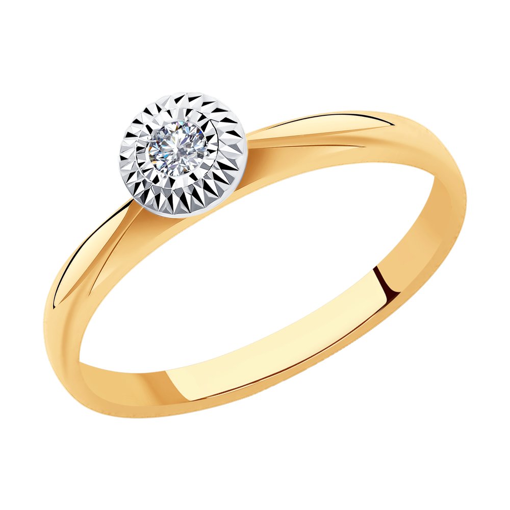Золотое кольцо Sokolov из красного золота 585 пробы со вставками из драгоценных камней (бриллиант) ДИ1012011, размеры от 16.5 до 17.5