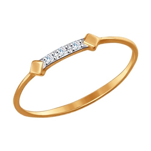 Золотое кольцо Sokolov из красного золота 585 пробы  со вставками (фианит) ДИ017129, размеры от 15 до 18.5