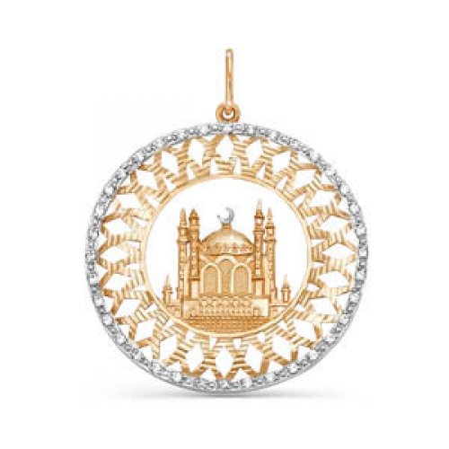 Золотая мечеть Дельта (delta) из красного золота 585 пробы  со вставками (фианит) ДП030761