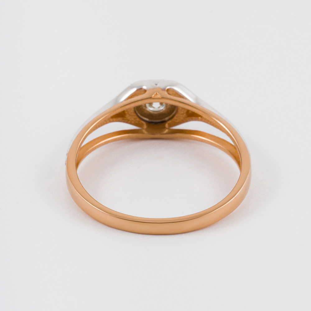 Золотое кольцо Белый бриллиант из красного золота 585 пробы со вставками из драгоценных камней (бриллиант) ЮЗ1-11-1034-101, размеры от 16 до 18