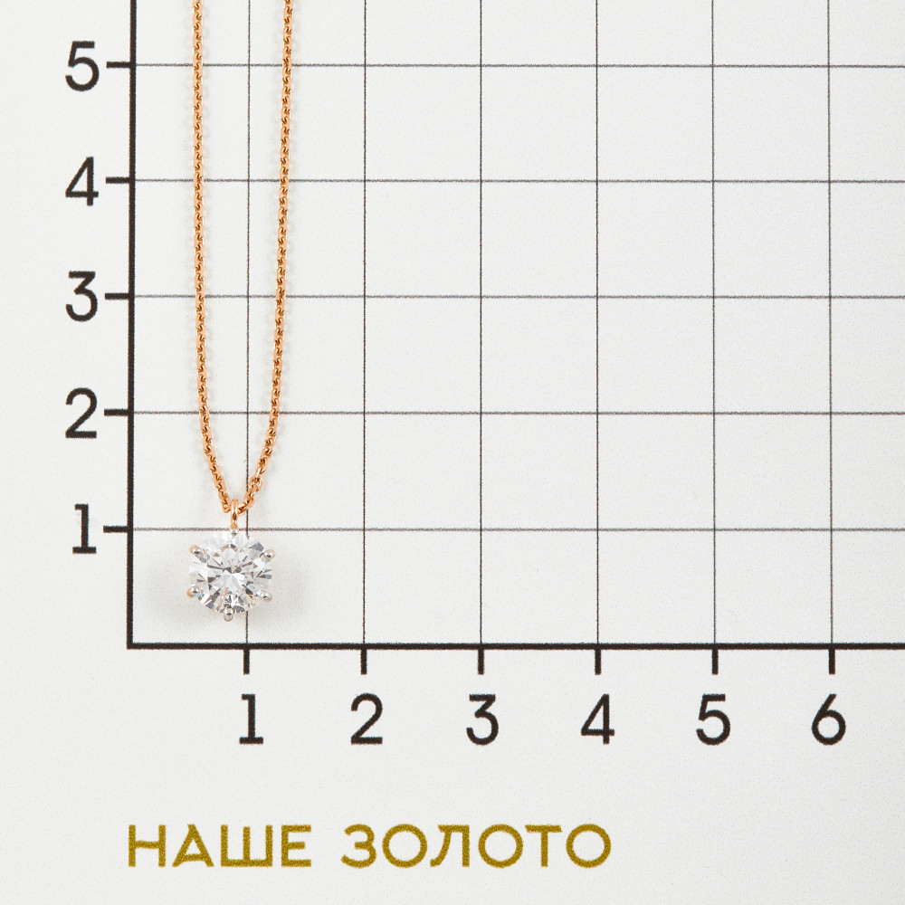 Золотое колье Sokolov из красного золота 585 пробы  со вставками (фианит) ДИ070396, размеры от 40 до 50