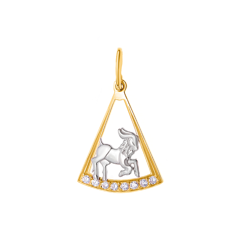 Золотой знак зодиака «козерог» с фианитами