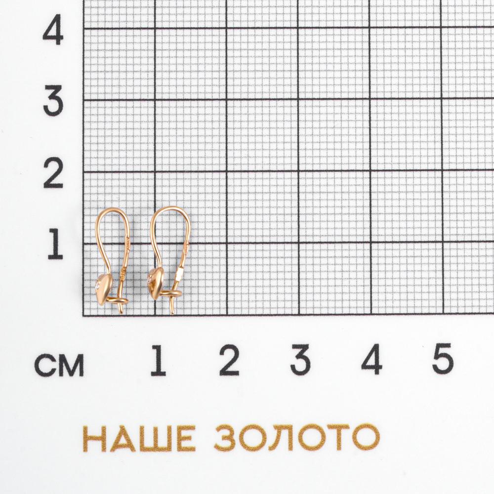 Золотые серьги детские Ювелирные традиции из красного золота 585 пробы  со вставками (фианит) ЮИС130-4456