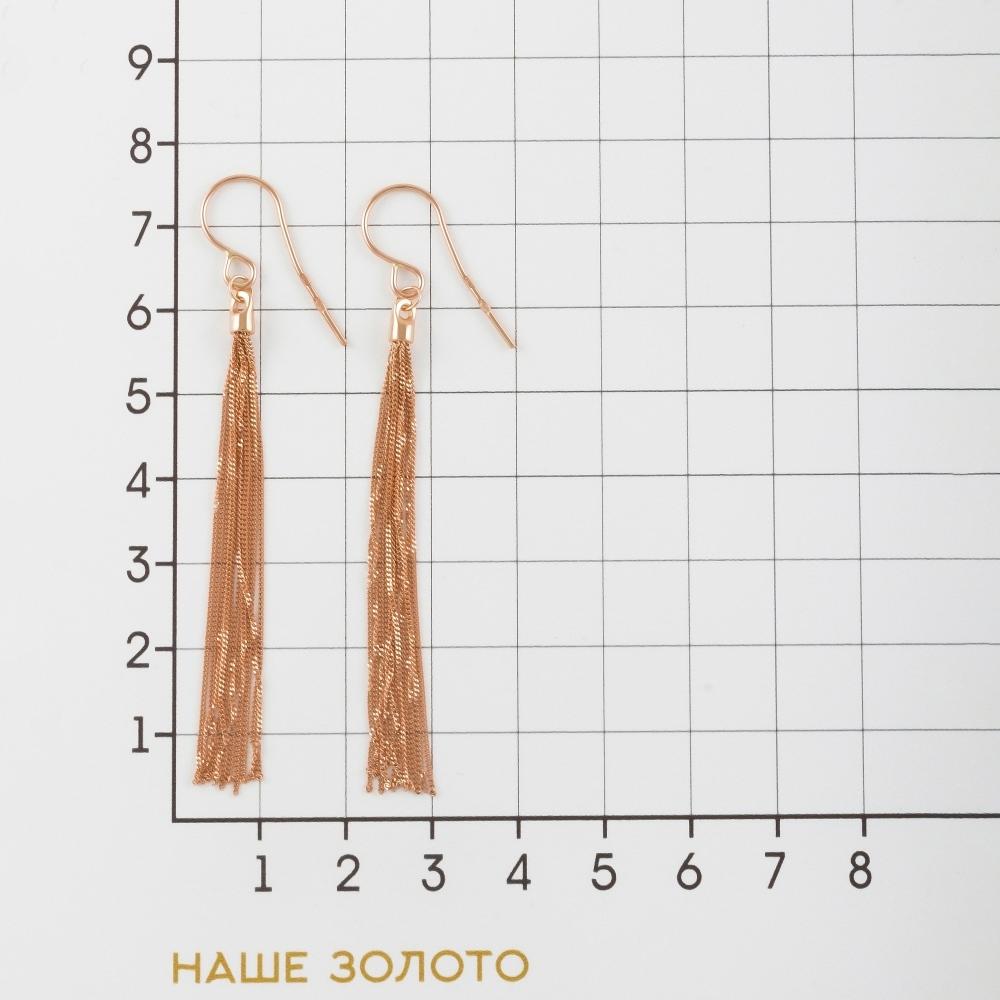 Золотые серьги протяжки Адамас из красного золота 585 пробы АС2504609А5001