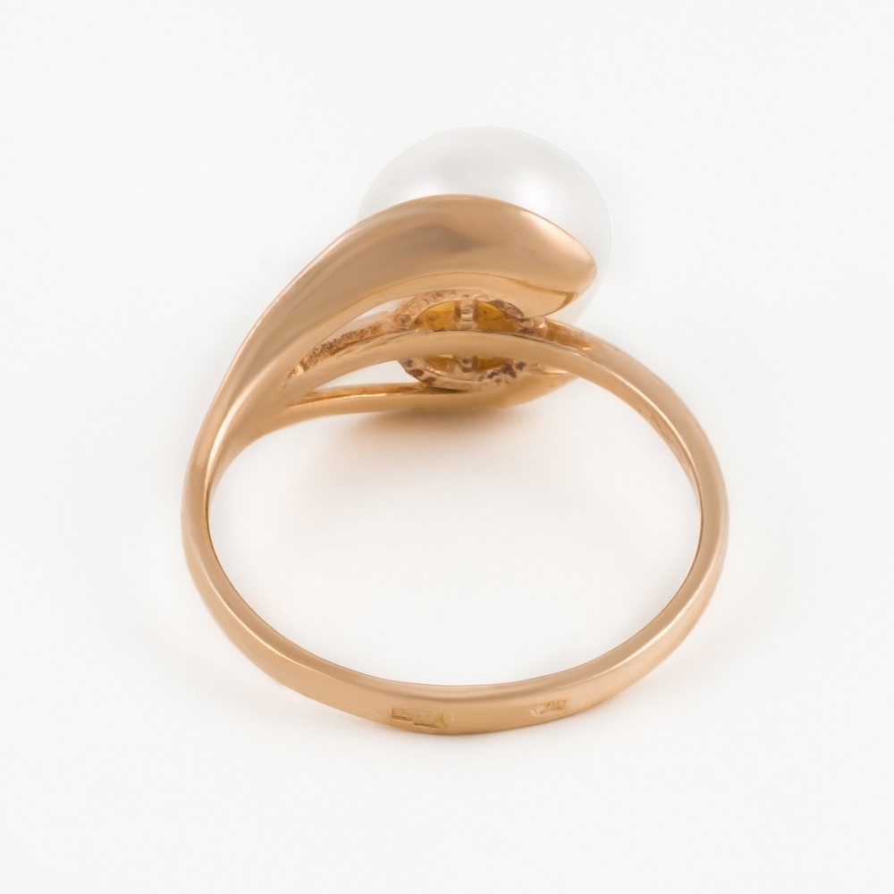 Золотое кольцо Defleur из красного золота 585 пробы  со вставками () ФЖ21021.1, размеры от 16.5 до 19