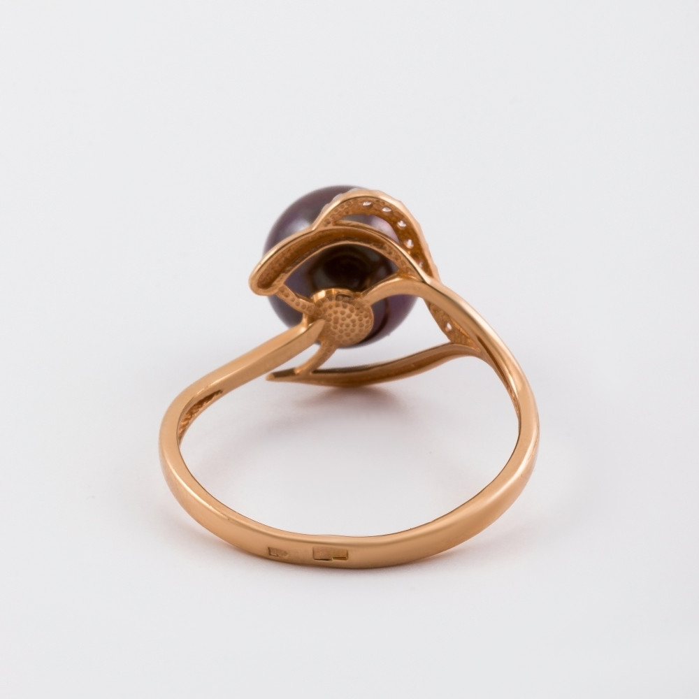 Золотое кольцо Defleur из красного золота 585 пробы  со вставками ( и фианит) ФЖ31055.2, размеры от 16.5 до 18.5