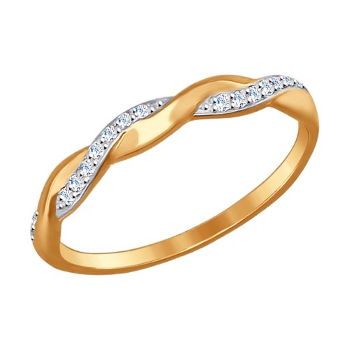 Золотое кольцо  из красного золота 585 пробы ДИ017186, размеры от 16.5 до 17