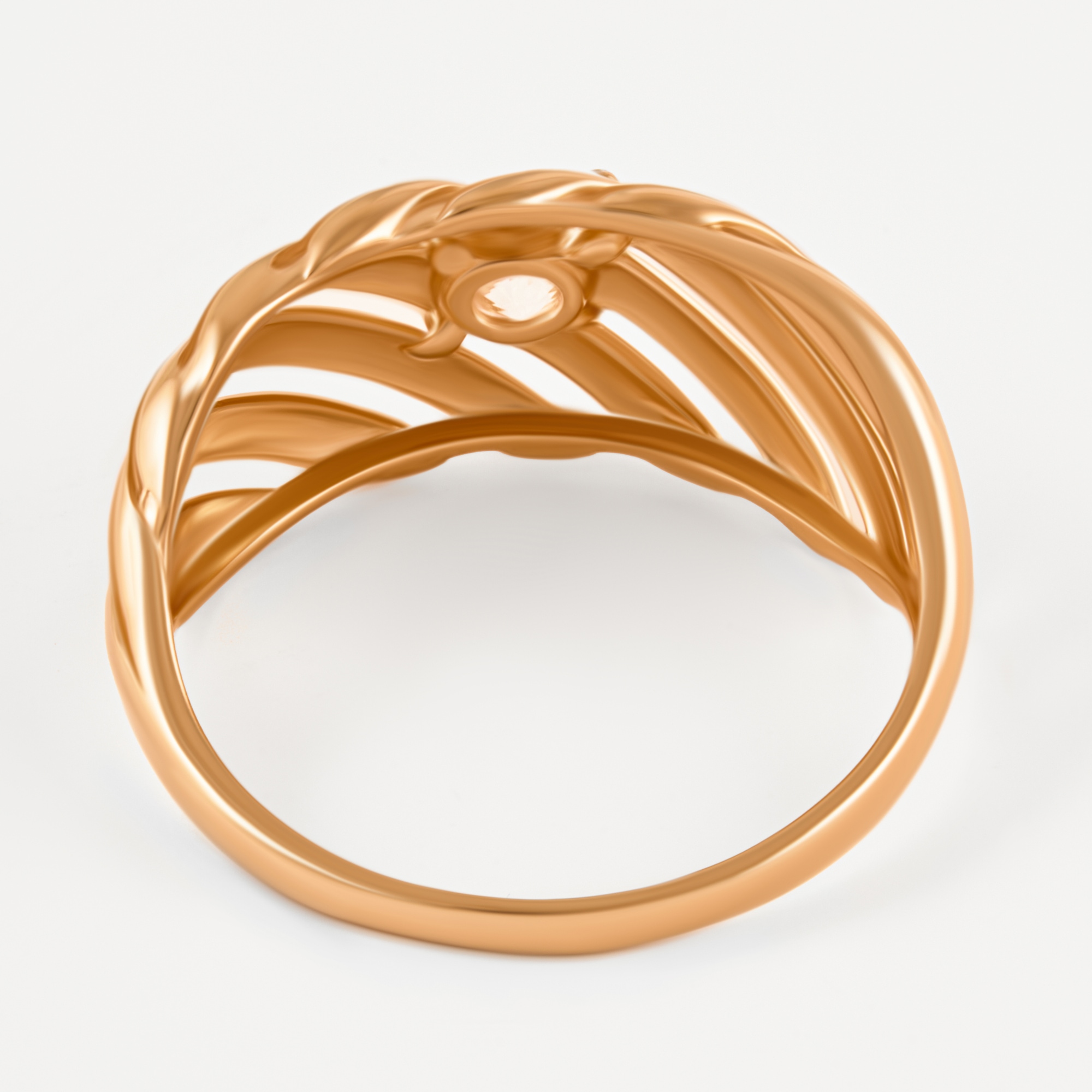Золотое кольцо Санис из красного золота 585 пробы  со вставками (фианит) СН01-115503, размеры от 16.5 до 20