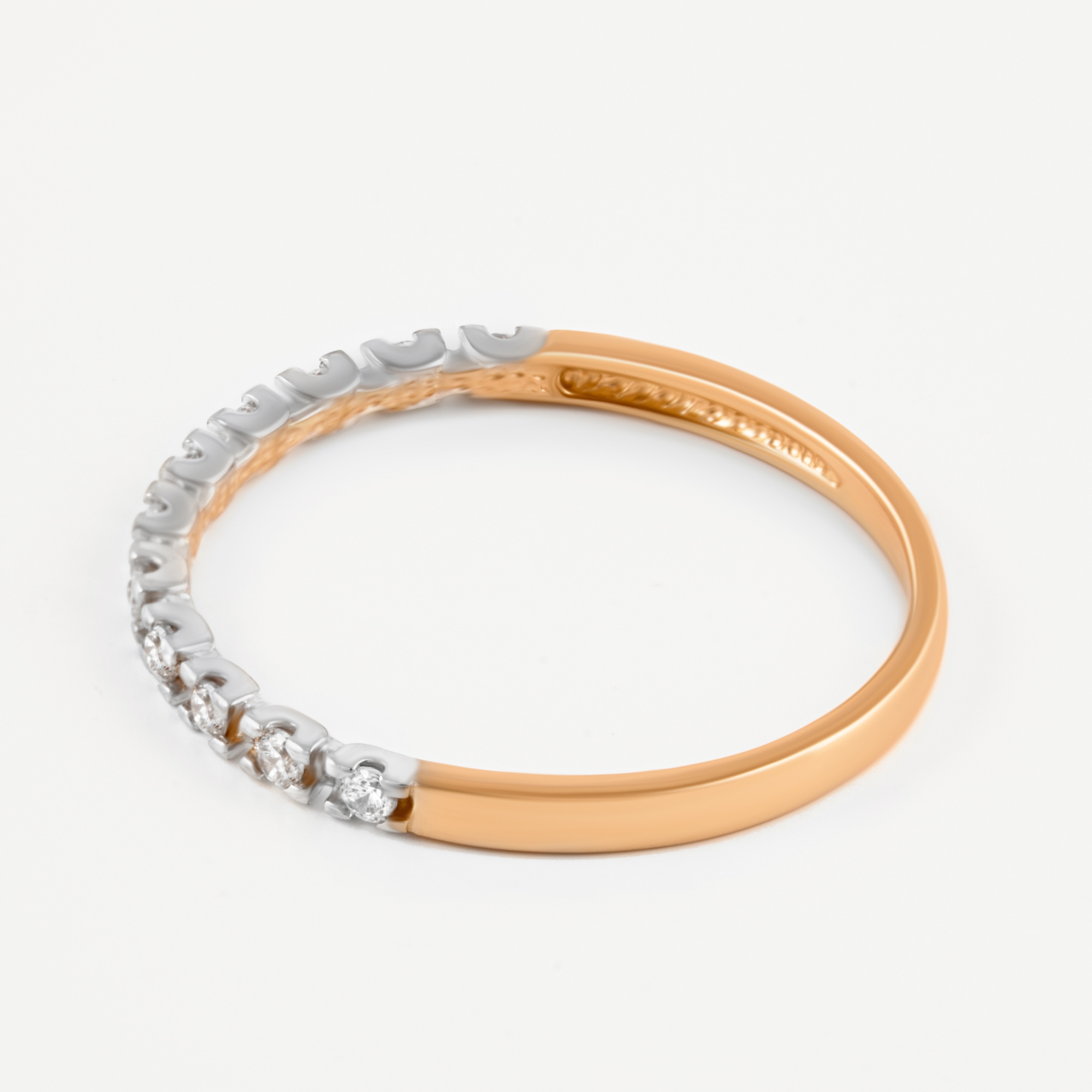 Золотое кольцо Санис из красного золота 585 пробы  со вставками (фианит) СН2522, размеры от 16.5 до 18.5