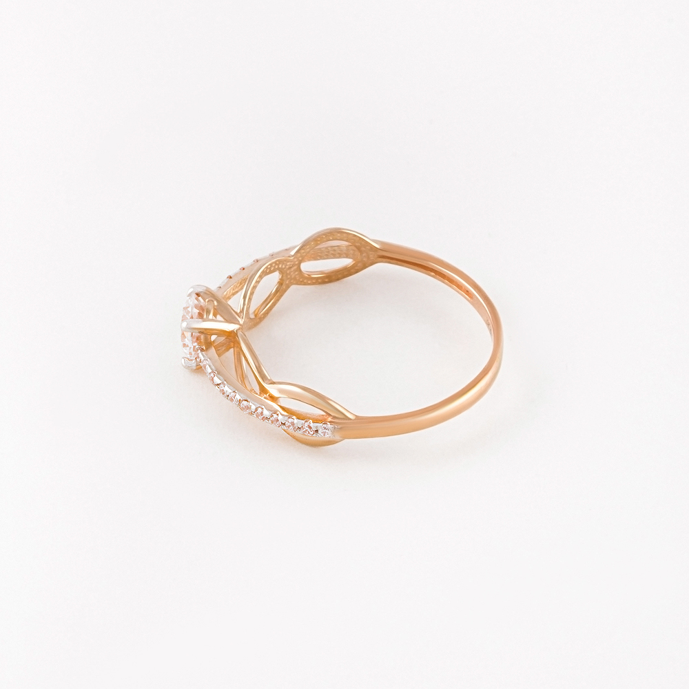 Золотое кольцо Санис из красного золота 585 пробы  со вставками (фианит) СН01-115150, размеры от 15 до 19