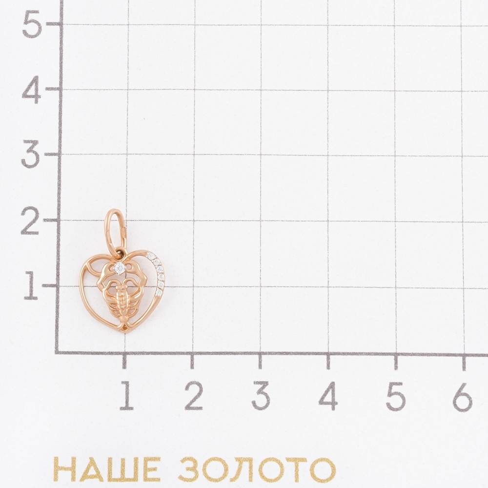 Золотой знак зодиака Efremof из красного золота 585 пробы  со вставками (фианит) ЮПП1320888