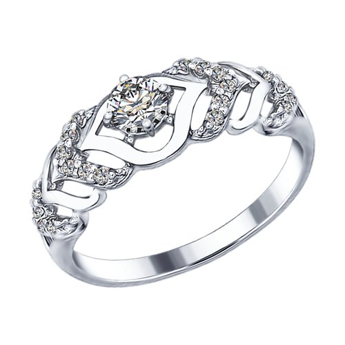 Серебряное кольцо   со вставками (фианит) ДИ94012351, размеры от 17 до 18.5