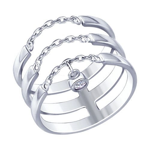 Серебряное кольцо Sokolov  со вставками (фианит) ДИ94012284, размеры от 18.5 до 19
