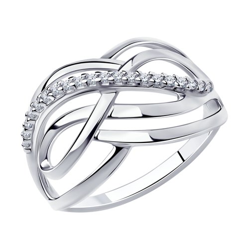 Серебряное кольцо   со вставками (фианит) ДИ94-110-00696-1, размеры от 16.5 до 19.5