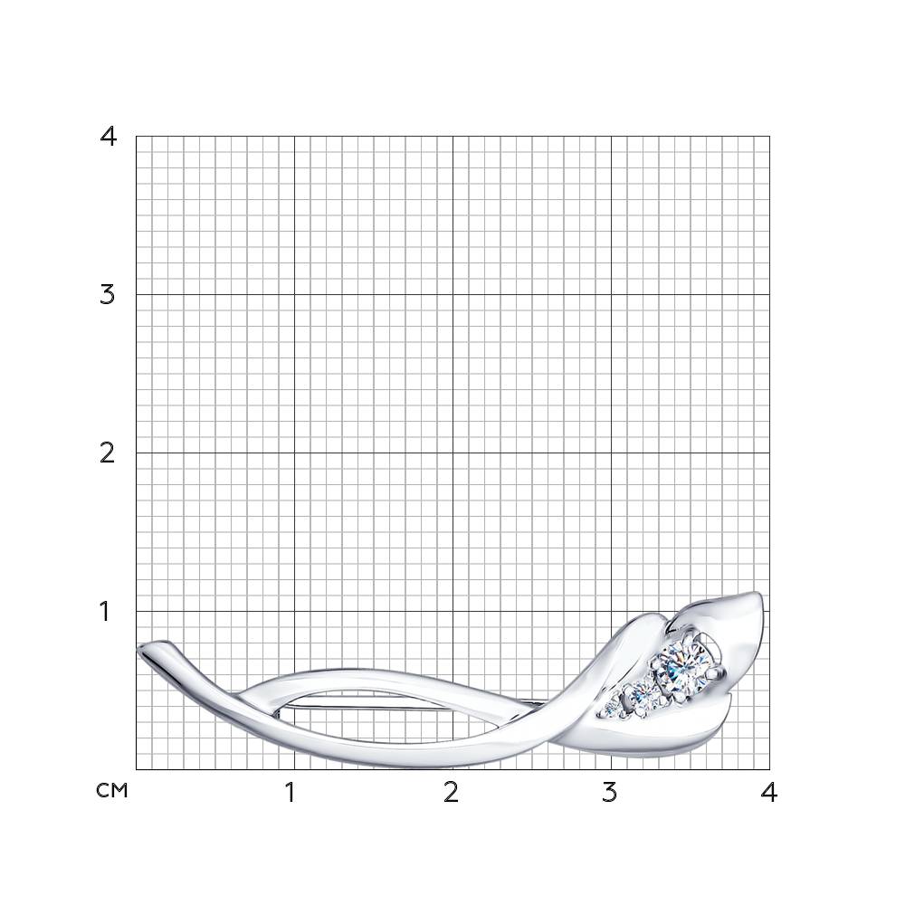 Серебряная брошь   со вставками (фианит) ДИ94040108