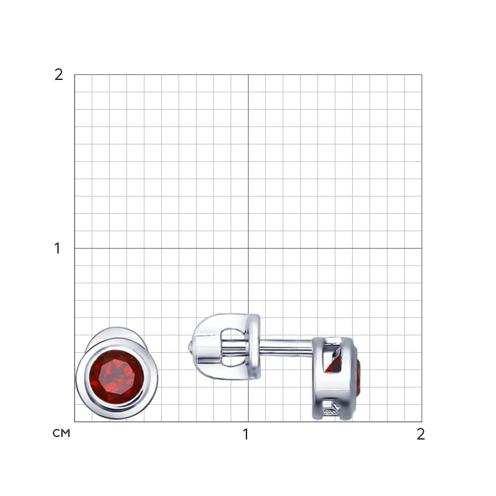 Серебряные серьги гвоздики Sokolov со вставками из полудрагоценных камней (гранат) ДИ92021083