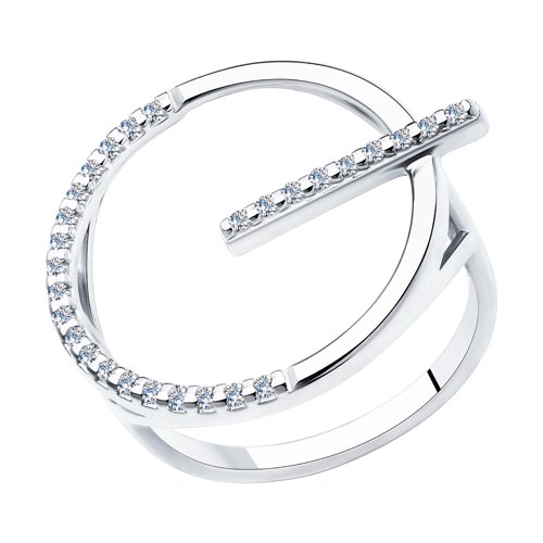 Серебряное кольцо   со вставками (фианит) ДИ94013091, размеры от 16.5 до 19
