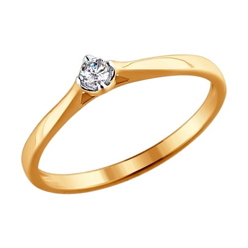 Золотое кольцо Sokolov из красного золота 585 пробы со вставками из драгоценных камней (бриллиант) ДИ1011383 , размеры от 15 до 17