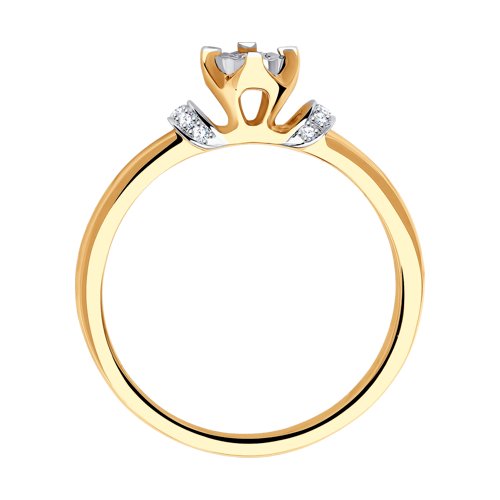 Золотое кольцо Sokolov из красного золота 585 пробы со вставками из драгоценных камней (бриллиант) ДИ1011074, размеры от 15 до 17.5