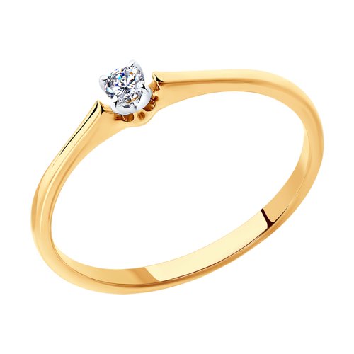 Золотое кольцо Sokolov из красного золота 585 пробы со вставками из драгоценных камней (бриллиант) ДИ1011354, размеры от 15 до 16
