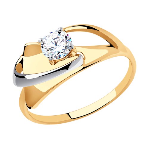 Золотое кольцо  из красного золота 585 пробы  со вставками (фианит) ДИ018610, размеры от 16 до 20