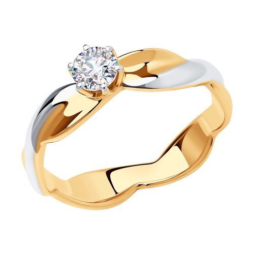 Золотое кольцо  из красного золота 585 пробы  со вставками (фианит) ДИ018630, размеры от 16 до 19