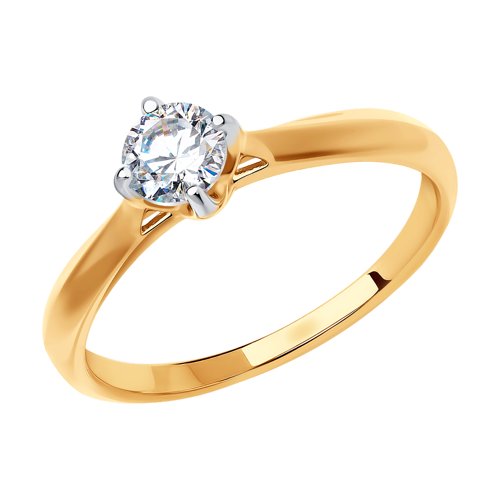 Золотое кольцо  из красного золота 585 пробы  со вставками (фианит) ДИ018634, размеры от 15.5 до 19