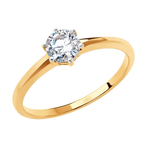 Золотое кольцо  из красного золота 585 пробы  со вставками (фианит) ДИ018640, размеры от 16 до 19