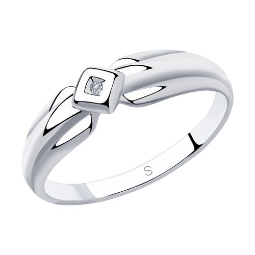 Серебряное кольцо Sokolov со вставками из драгоценных камней (бриллиант) ДИ87010027, размеры от 17.5 до 19.5