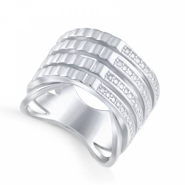 Серебряное кольцо Серебряные крылья  со вставками (фианит) СЫ01ХЛ00308А198, размеры от 16.5 до 19