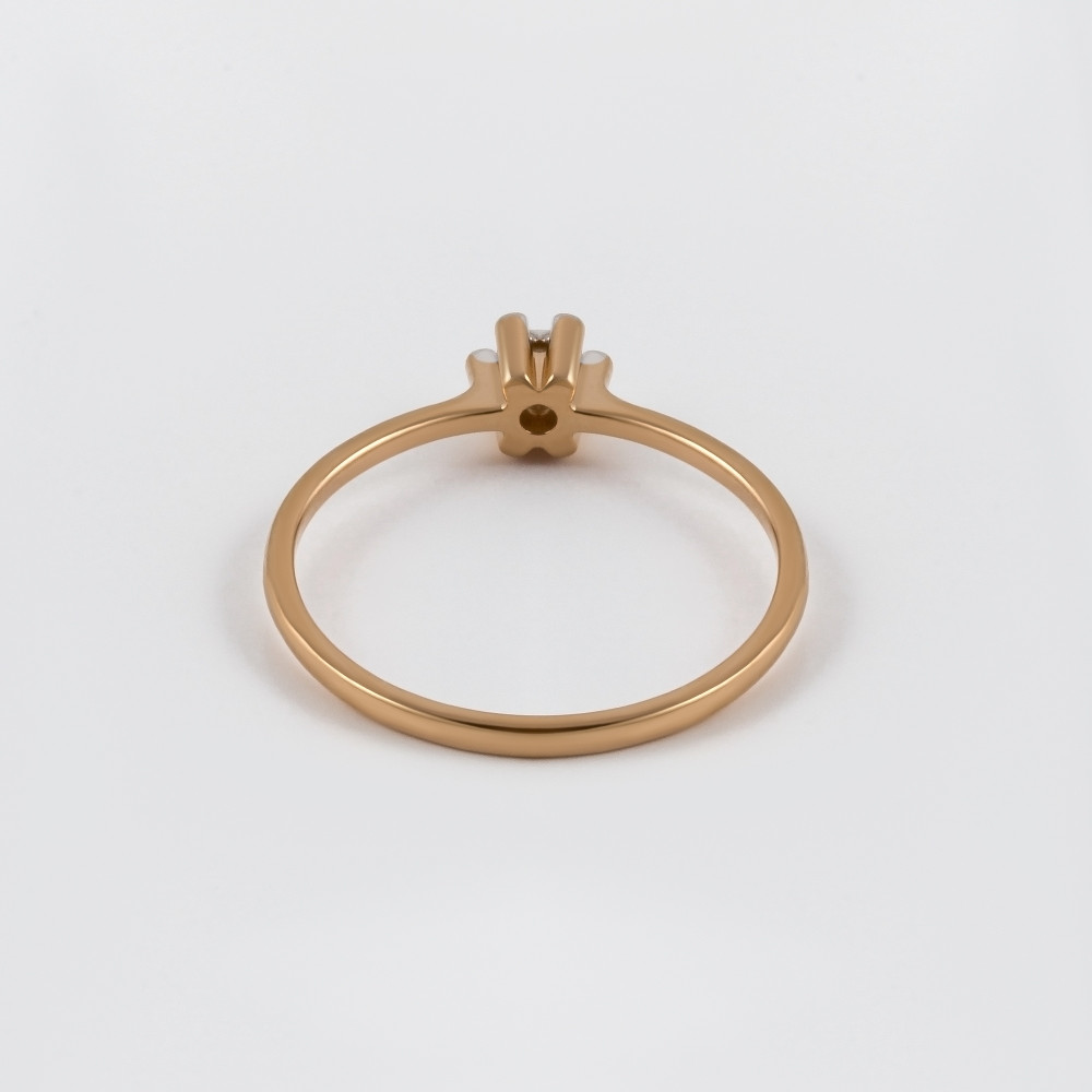 Золотое кольцо Бриллиант союз из красного золота 585 пробы со вставками из драгоценных камней (бриллиант) ЫЗ5-2318-103И2-1К, размеры от 15.5 до 18.5