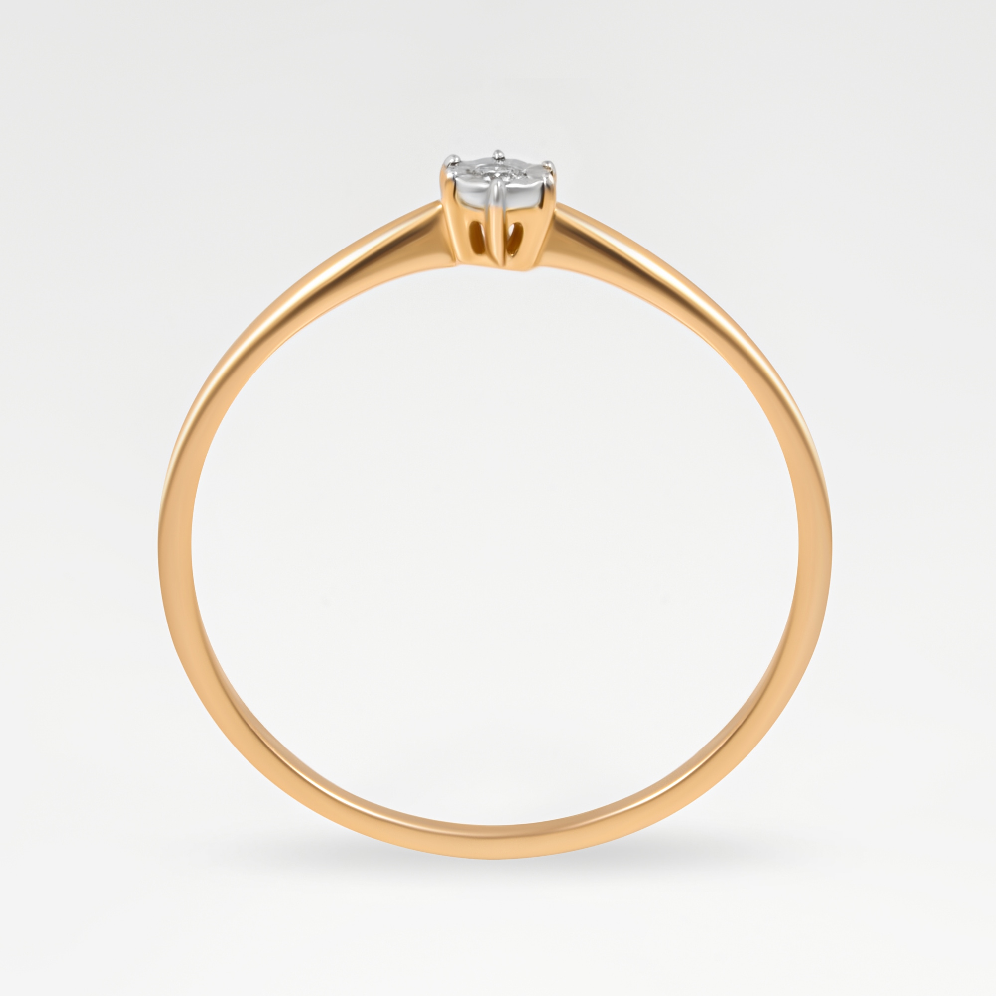 Золотое кольцо Бриллиант союз из красного золота 585 пробы со вставками из драгоценных камней (бриллиант) ЫЗ5-2682-103И2-1К, размеры от 15.5 до 18.5